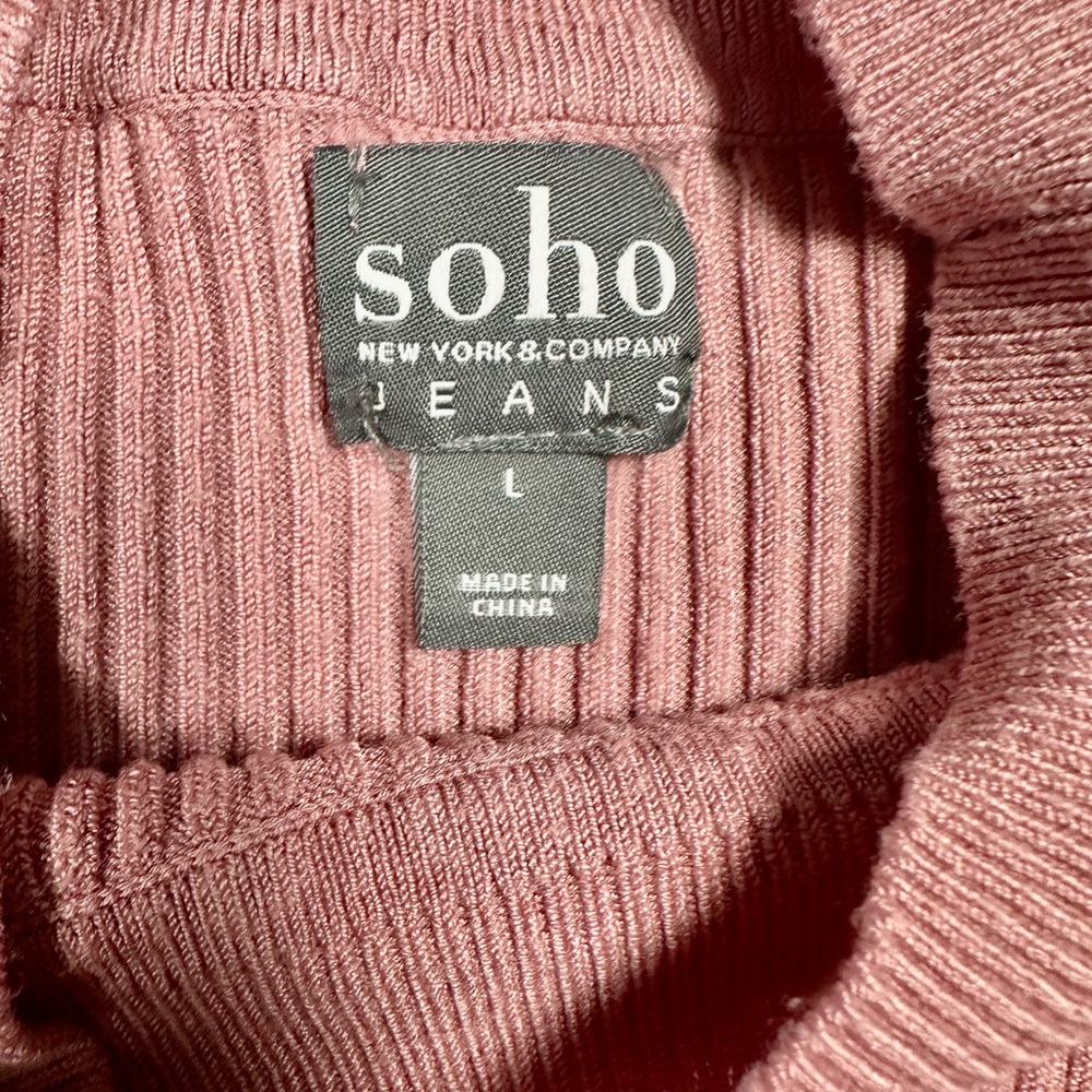 Soho New York & Company Jeans Pink Ribbed Mock Neck Sweater Pullover – Size L - Picture 13 of 14